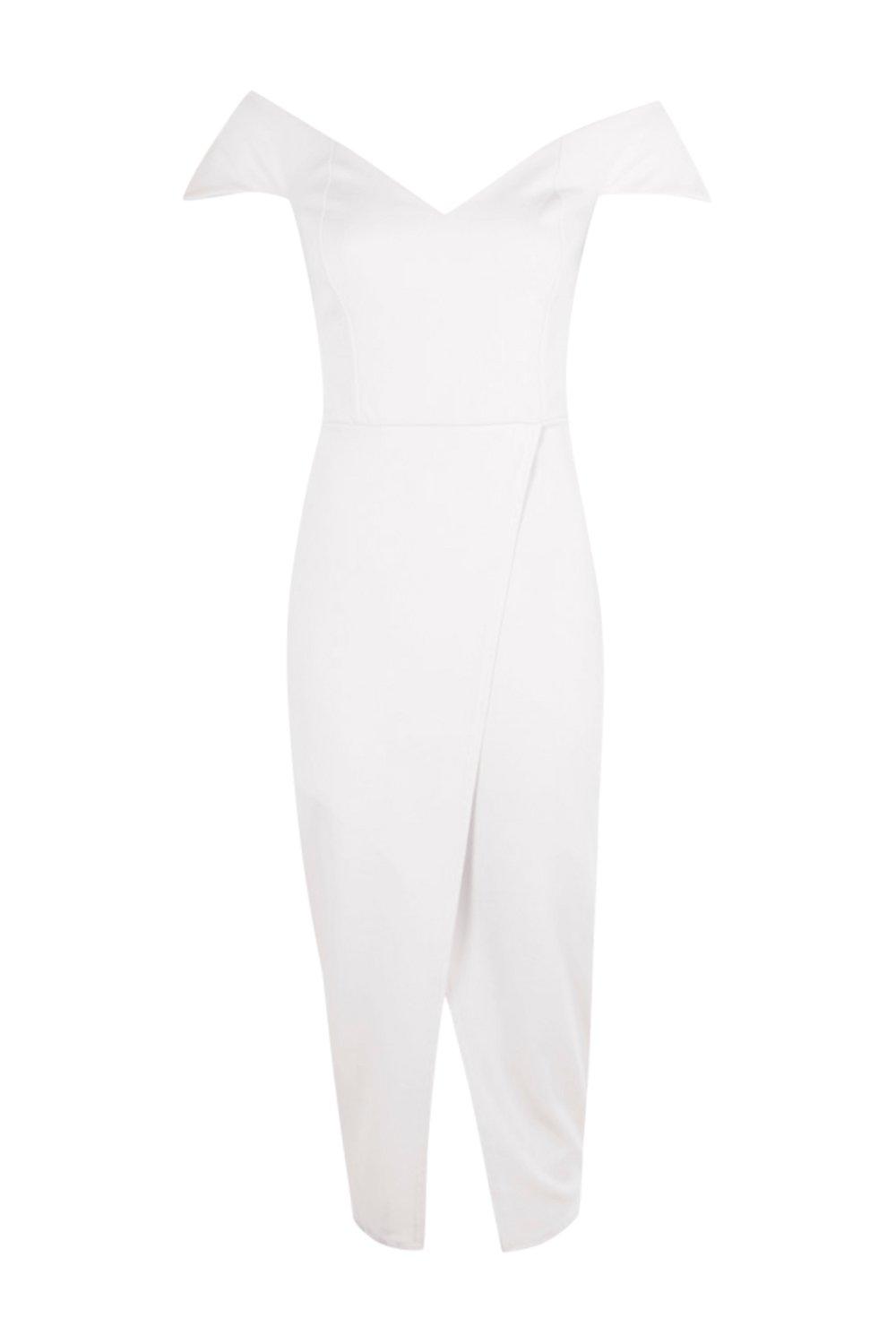 White off best sale shoulder wrap dress