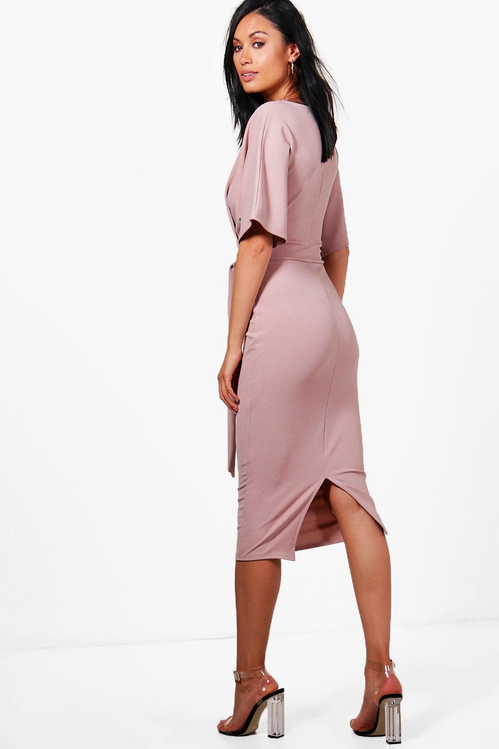 Tie Waist Formal Wiggle Midi Dress