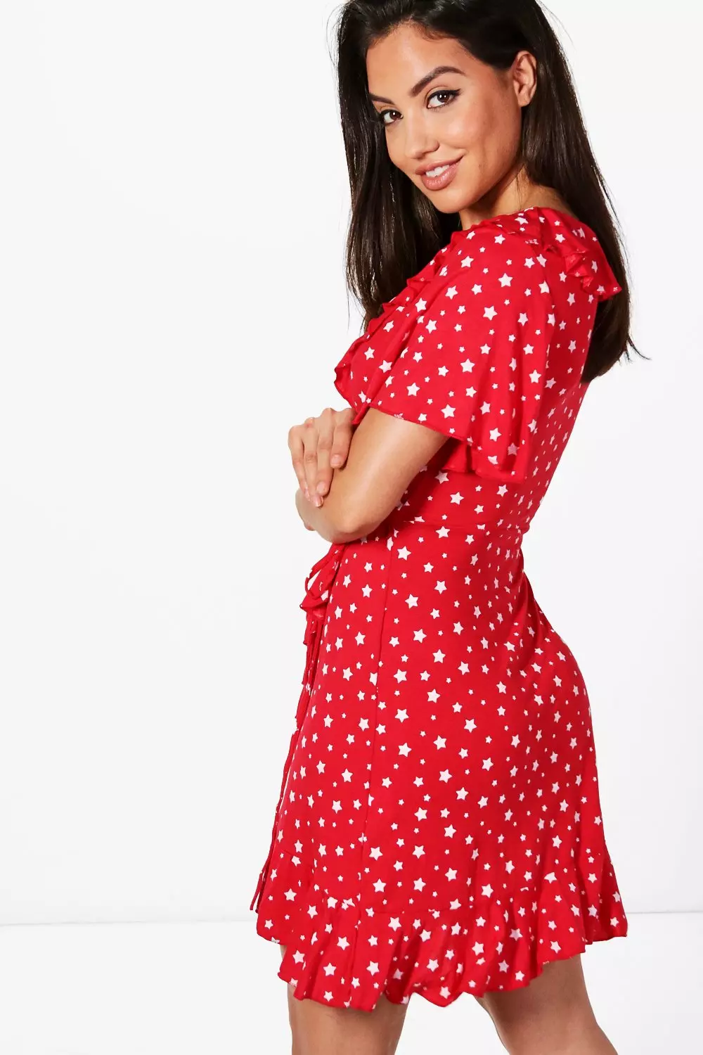 Boohoo star wrap outlet dress