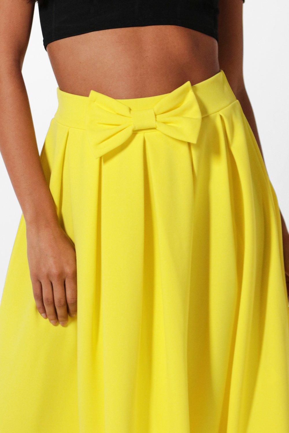 Box pleat midi skirt yellow best sale