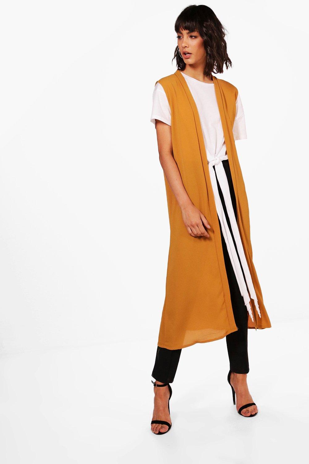 chiffon sleeveless duster