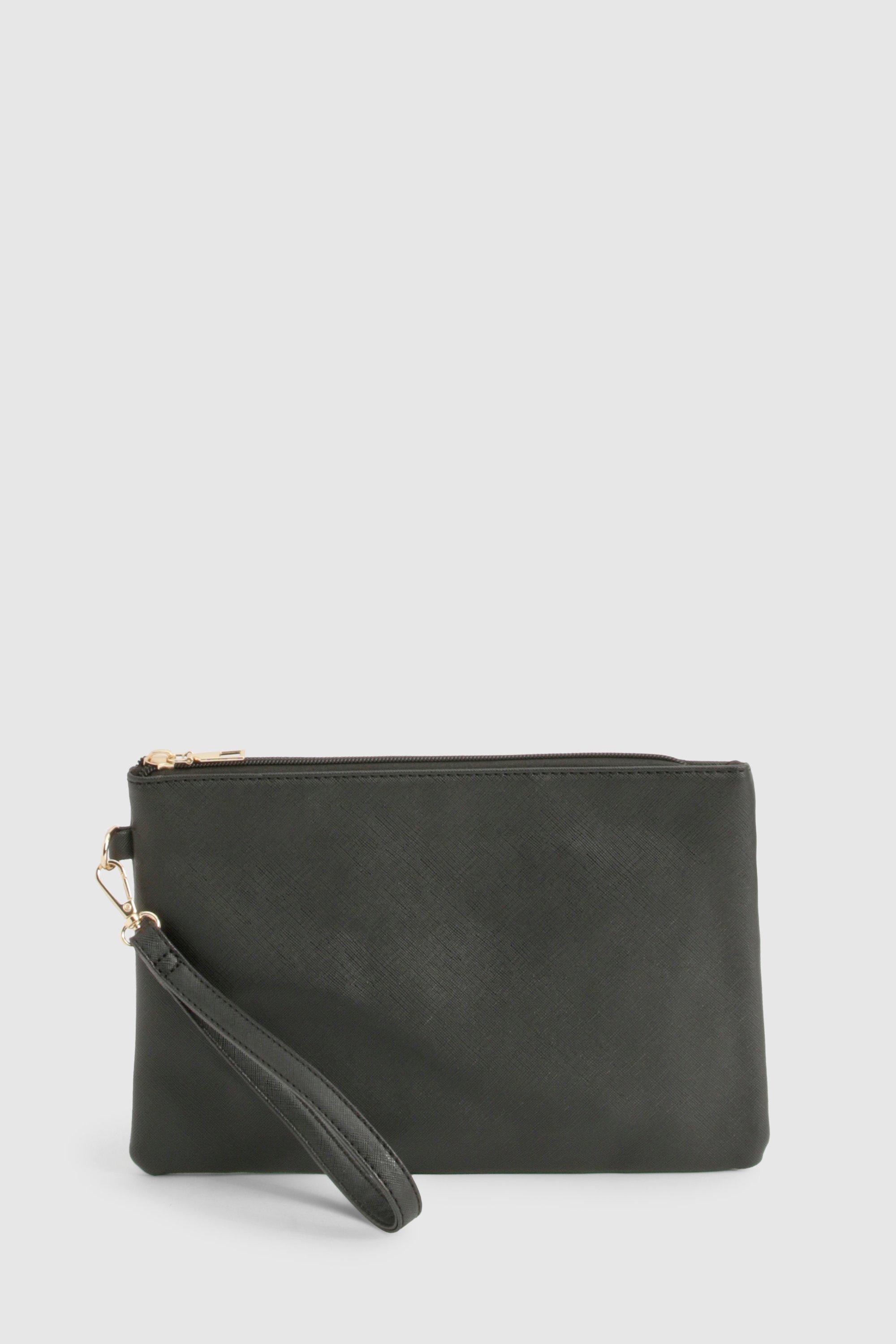 Cross Hatch Zip Top Clutch Bag