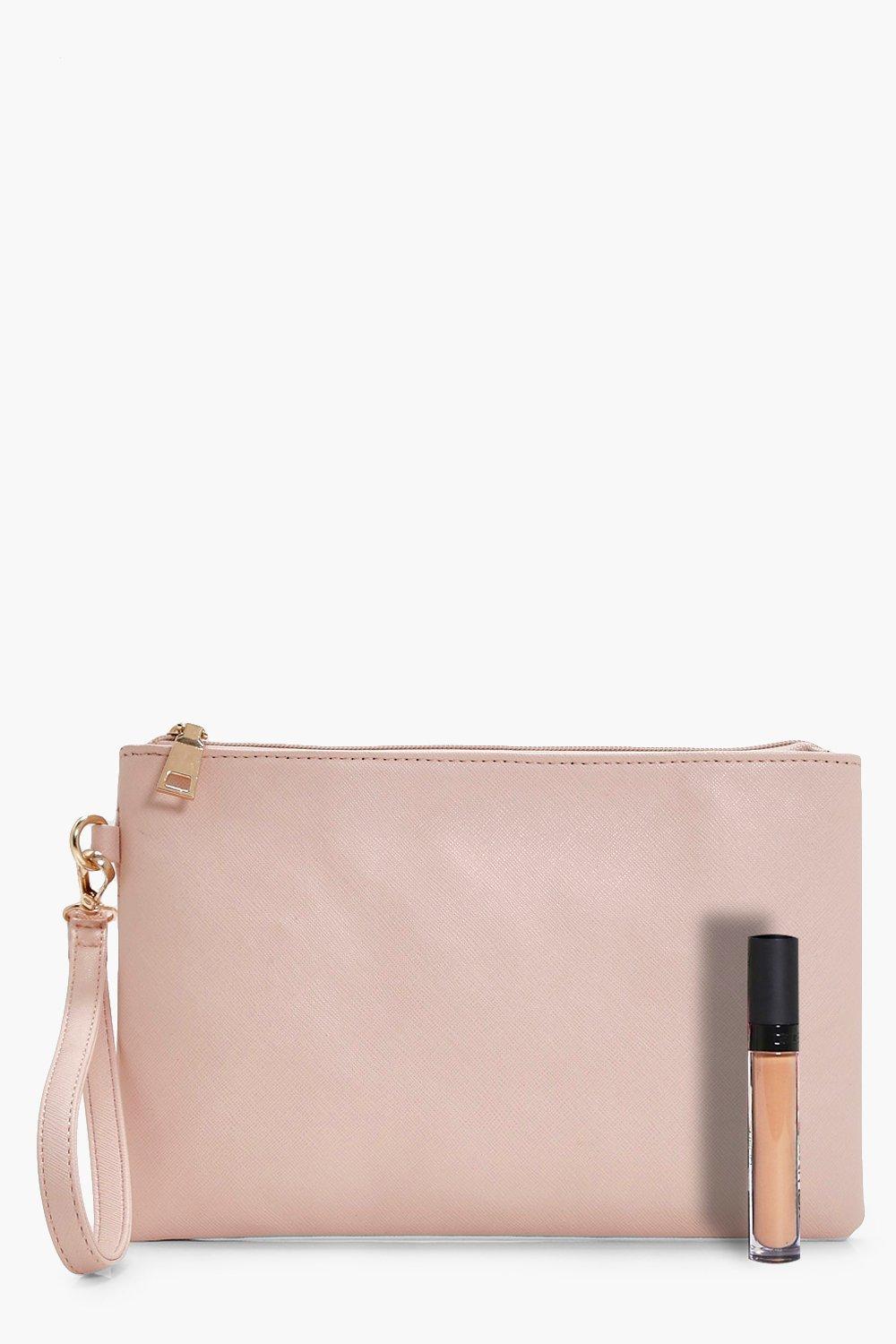 Cross Hatch Zip Top Clutch Bag