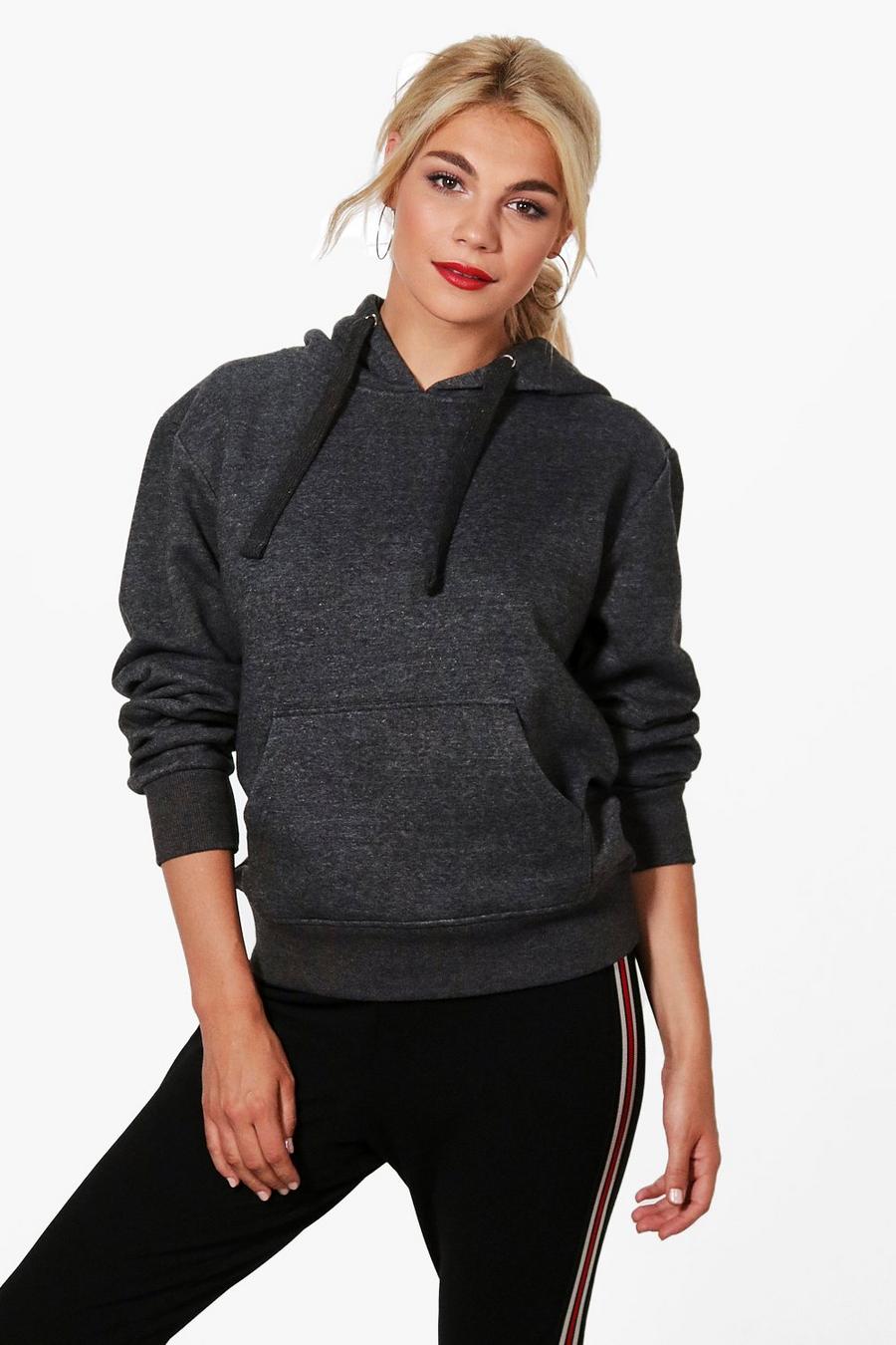 Charcoal Basic enfärgad hoodie i oversize-modell image number 1