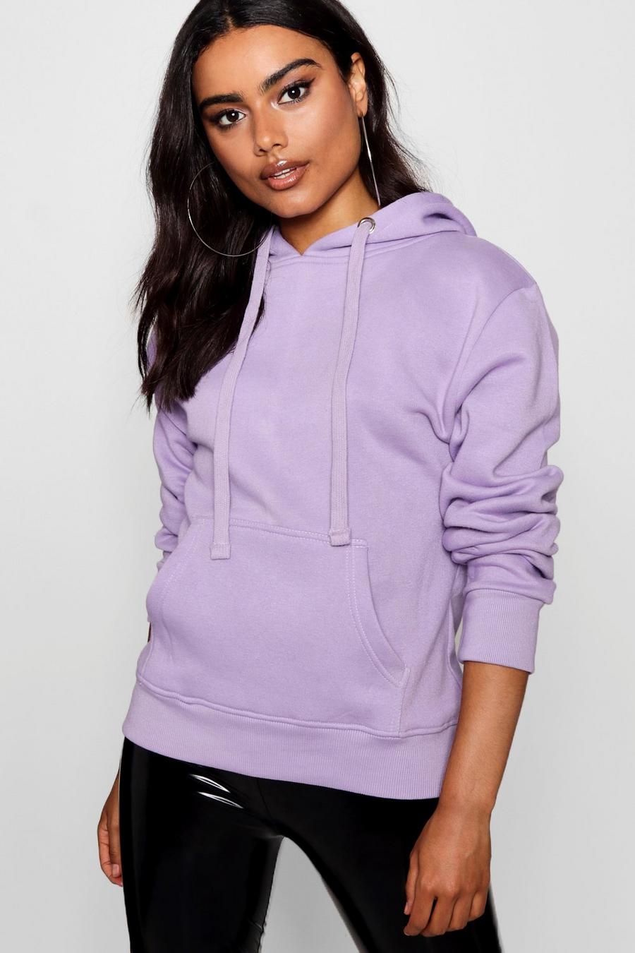 Lilac Basic enfärgad hoodie i oversize-modell image number 1