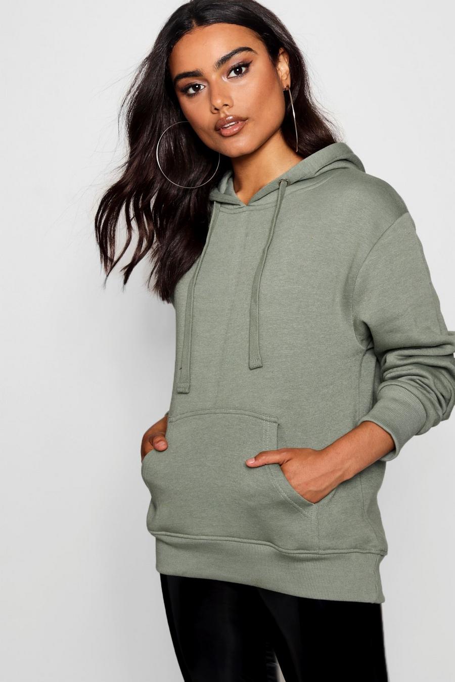 Sage Basic enfärgad hoodie i oversize-modell image number 1