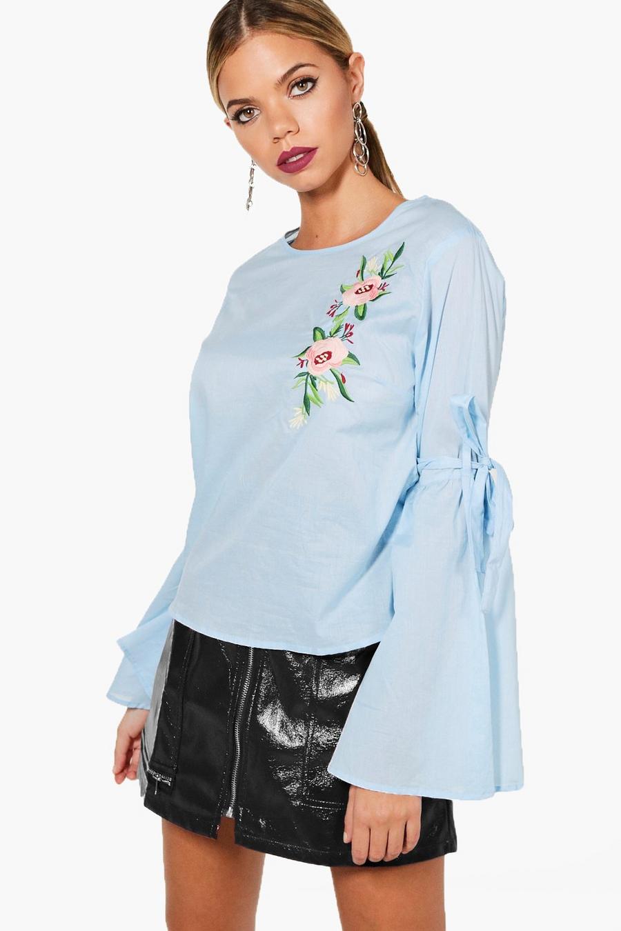 Flare Sleeve Embroidered Blouse image number 1