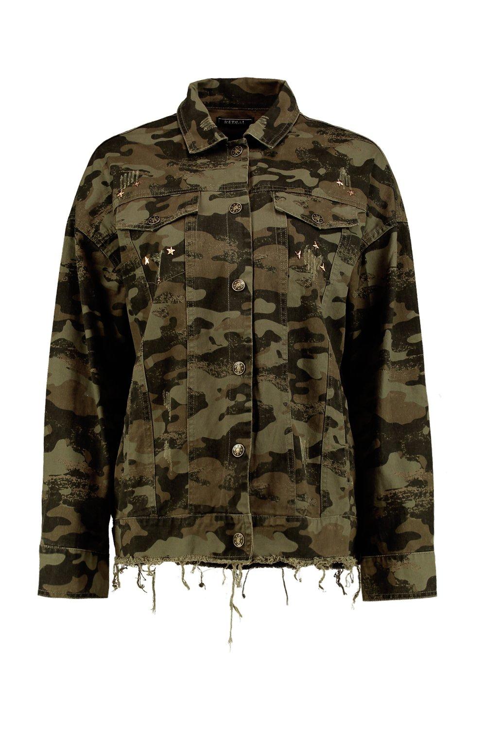 Boohoo camo denim jacket sale