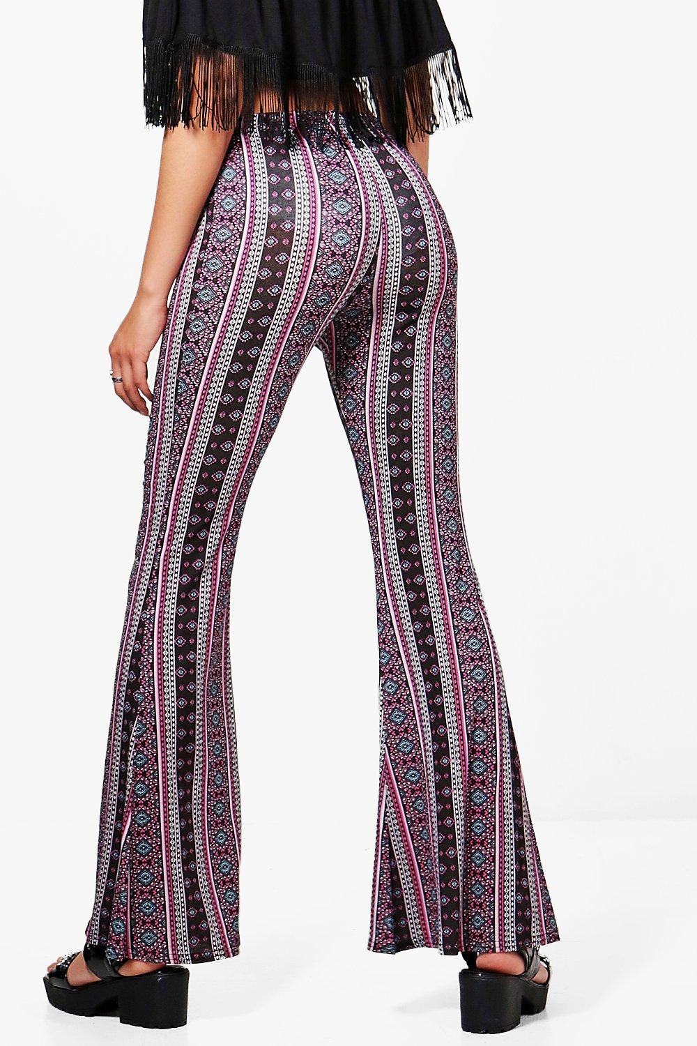 patterned flare jeans