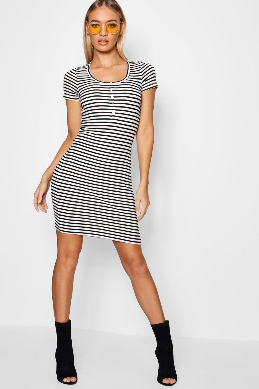 Ribbed Button Front Bodycon Dress image number 1
