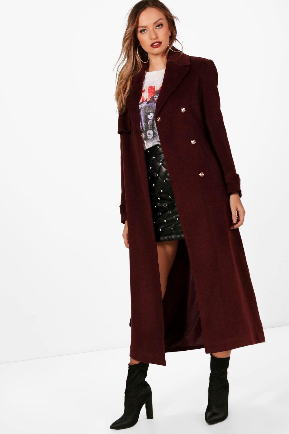 wool burgundy coat
