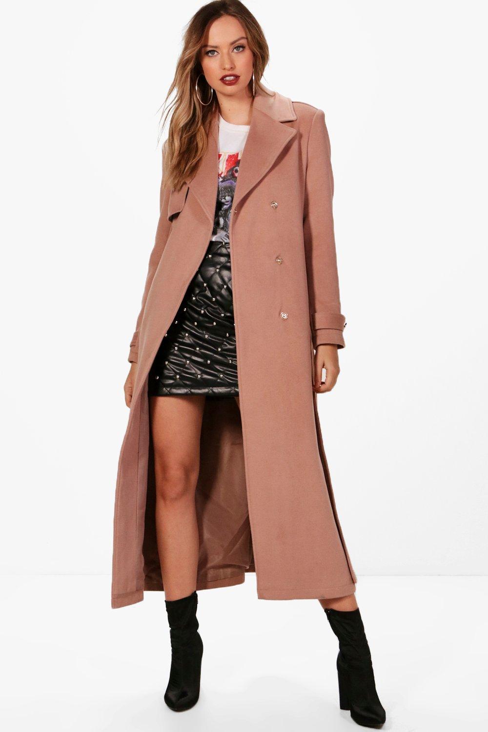 boohoo wool look coat in camel