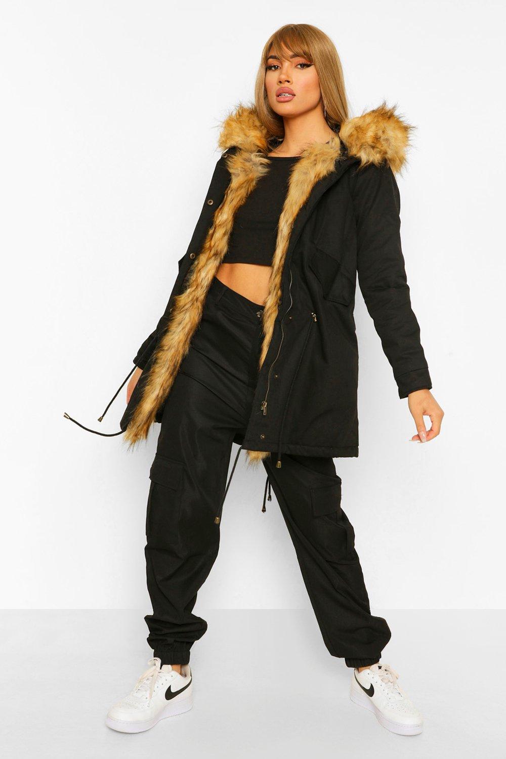 Boutique faux fur on sale parka