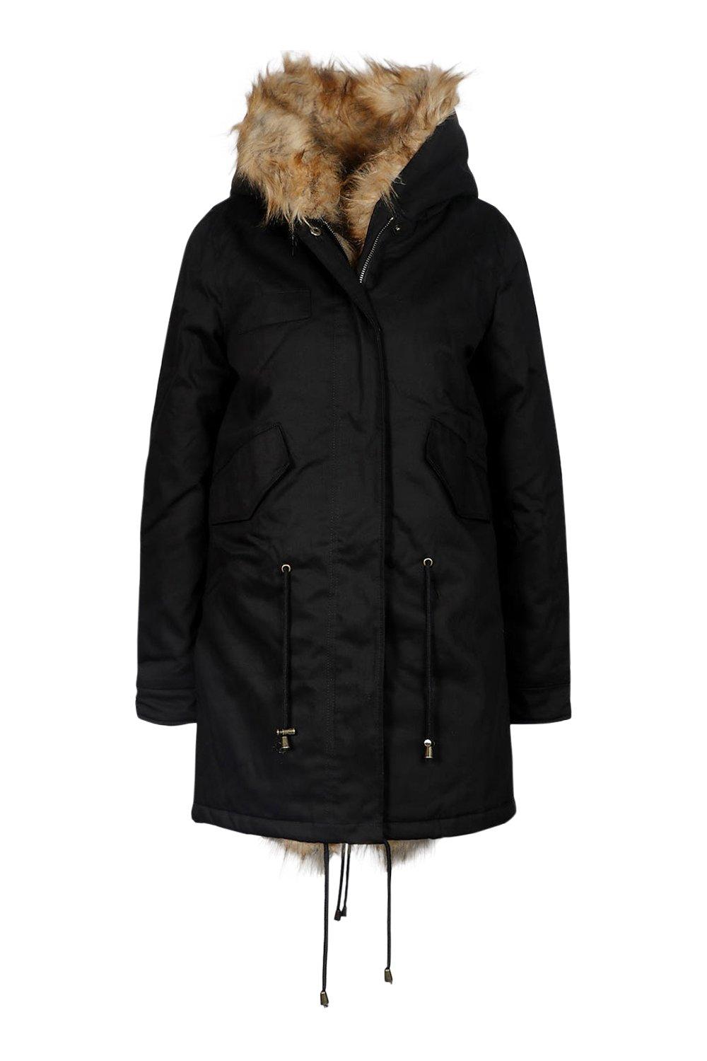 boohoo black parka