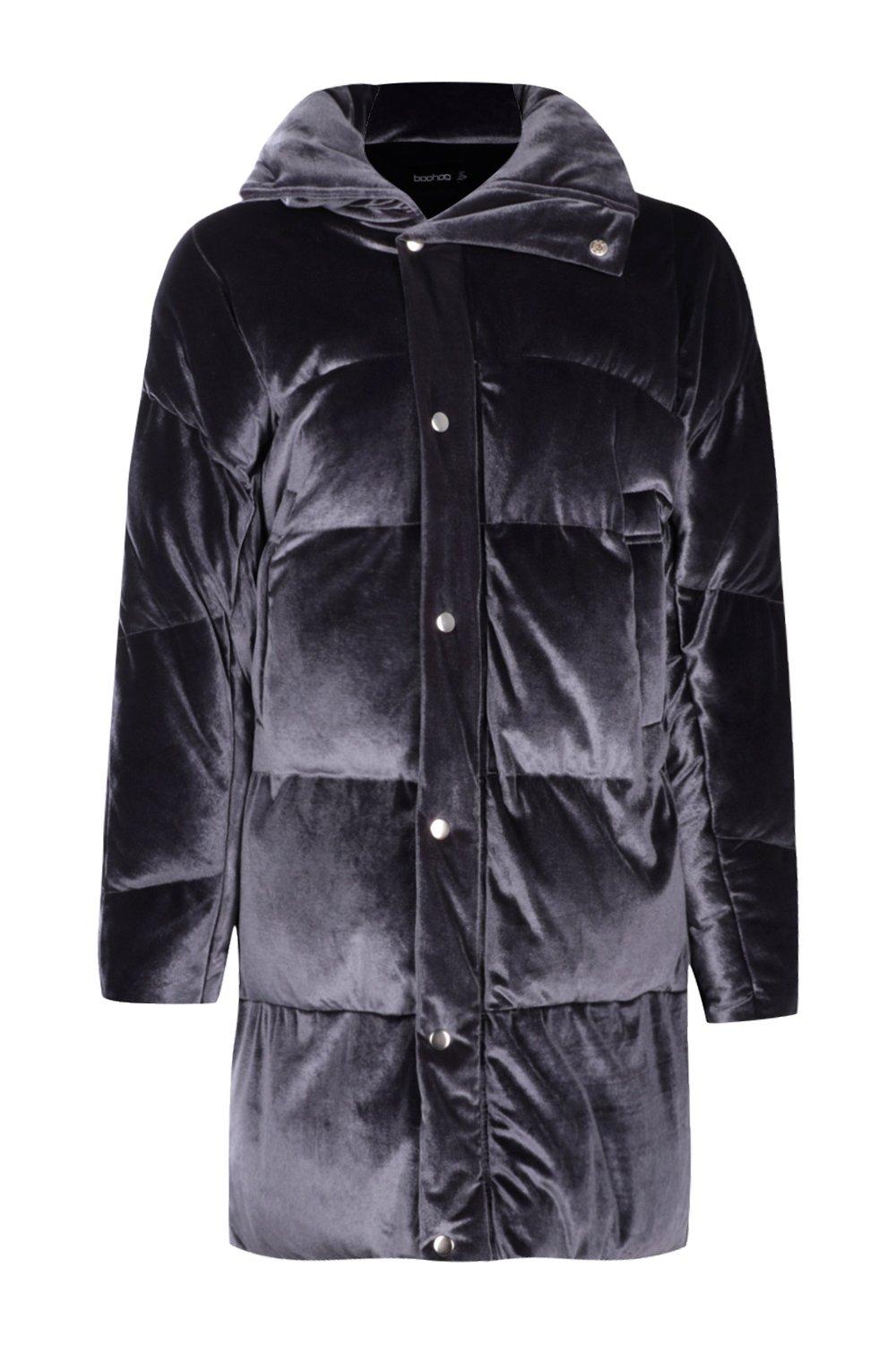 Boohoo velvet hot sale puffer jacket