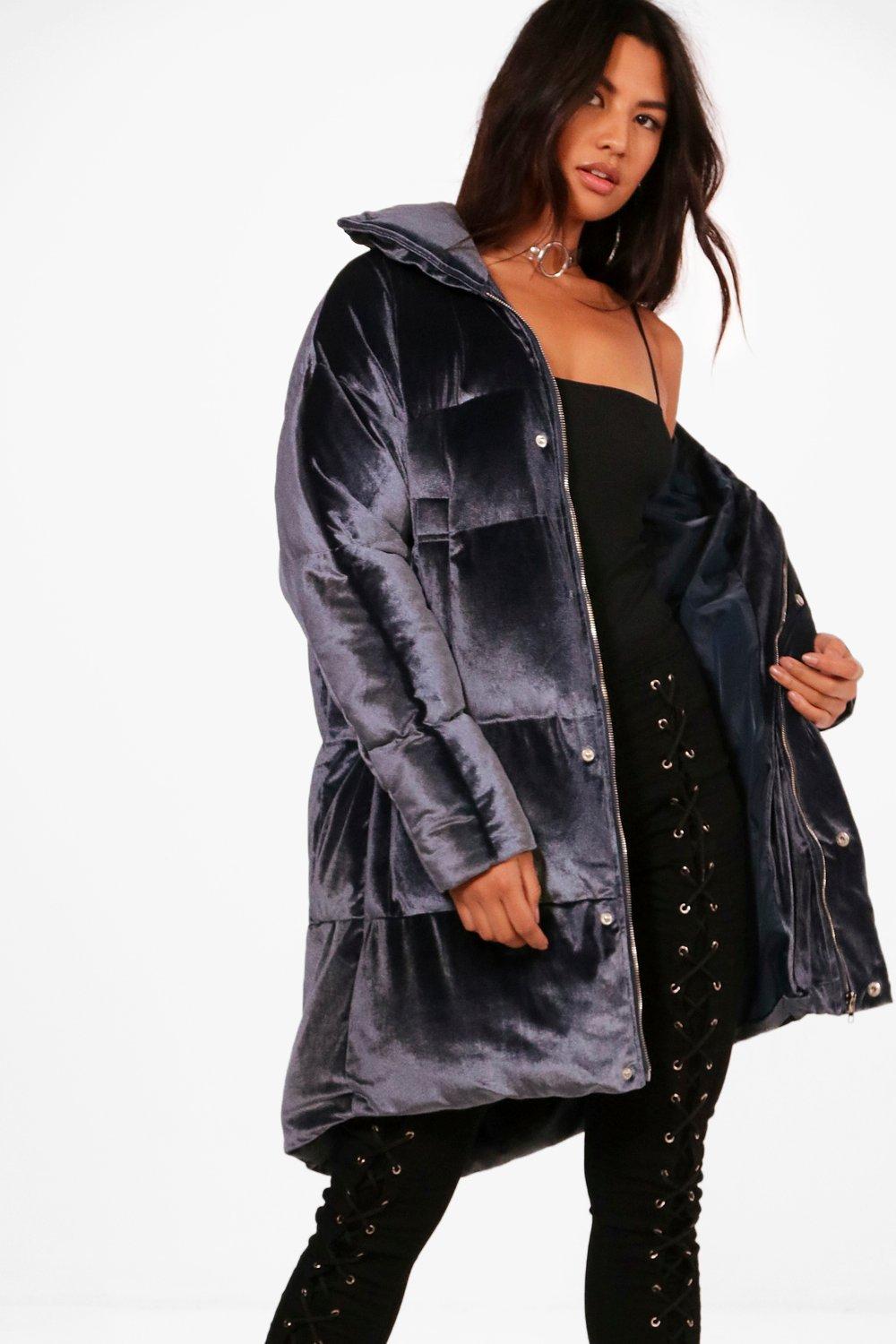 Padded velvet outlet coat