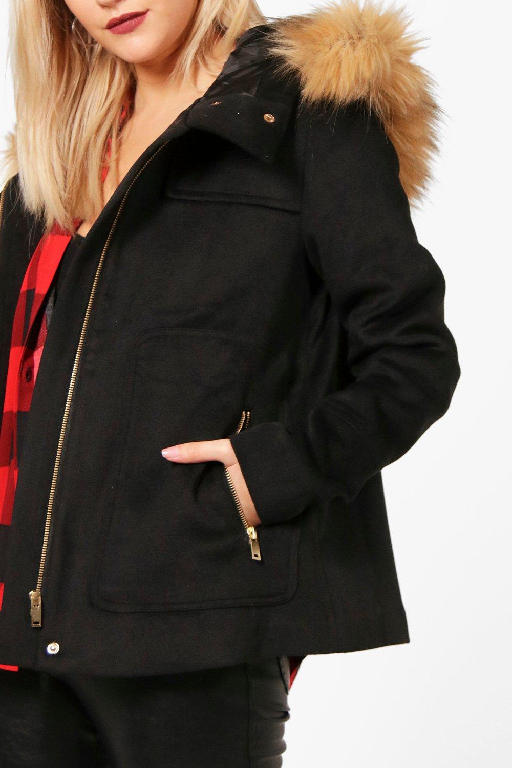 Parka courte fourrure online femme