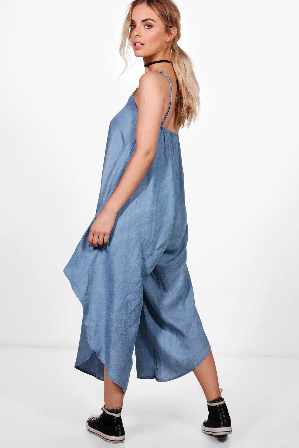 Everly Denim Look Harem Jumpsuit