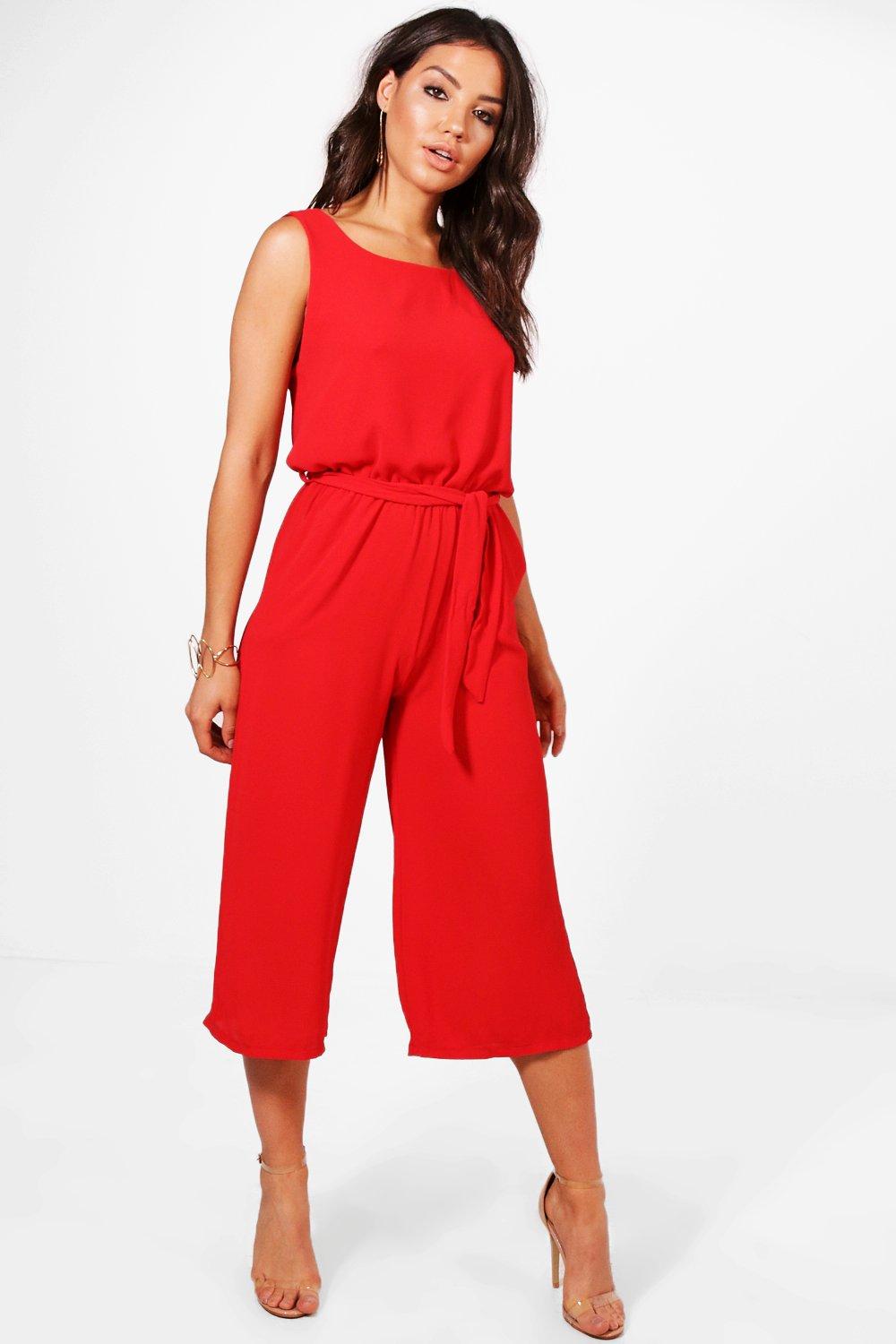 red culotte jumpsuit