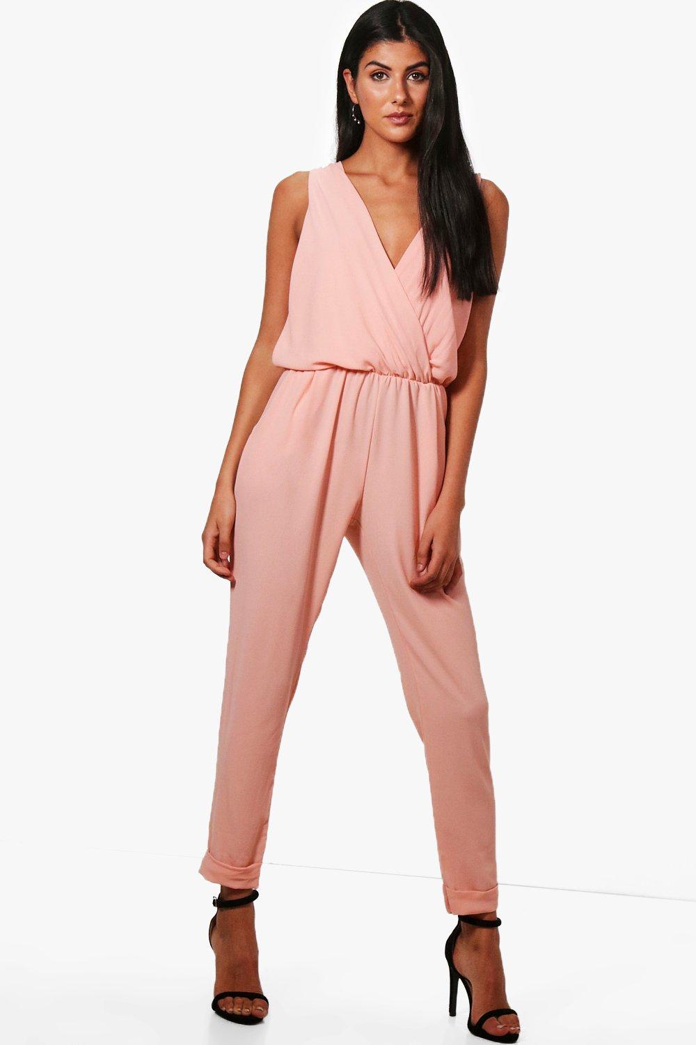 boohoo wrap front jumpsuit