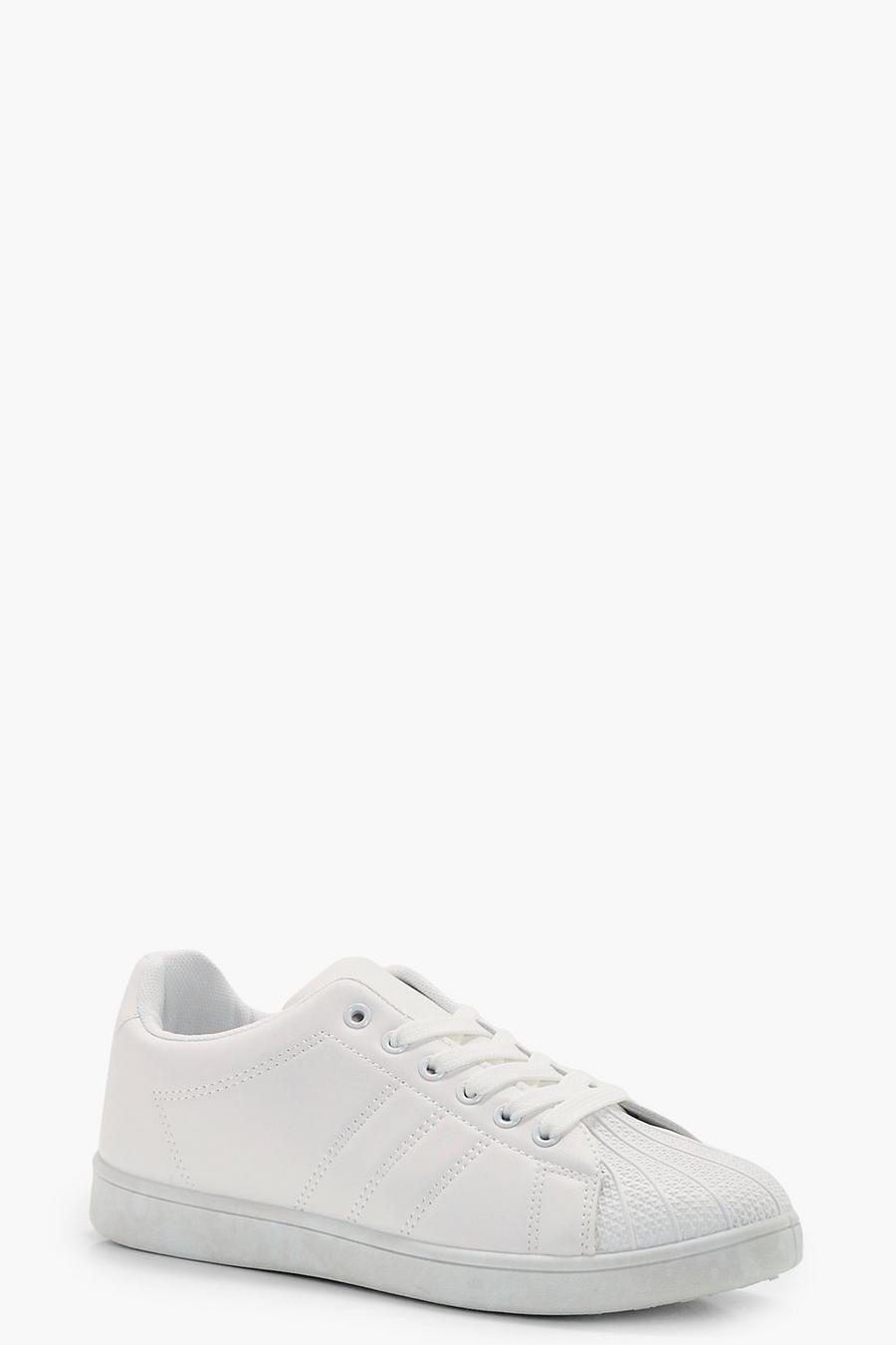 White Lace Up Trainers image number 1