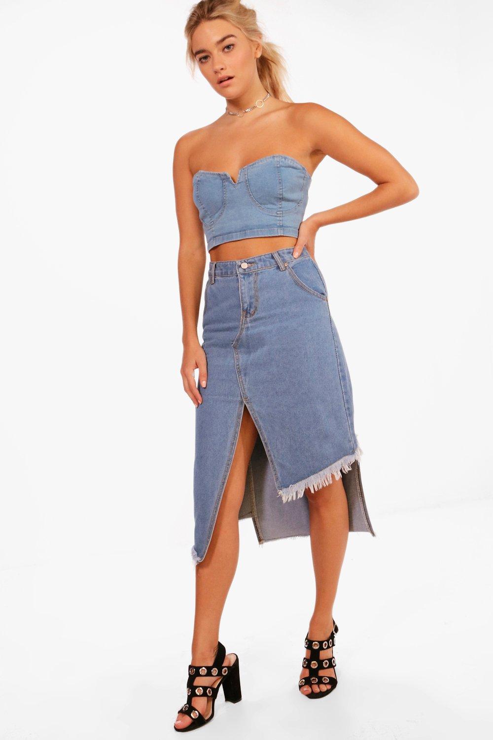 asymmetrical jean skirt