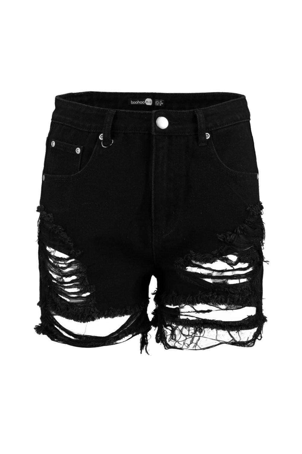 black distressed mom shorts