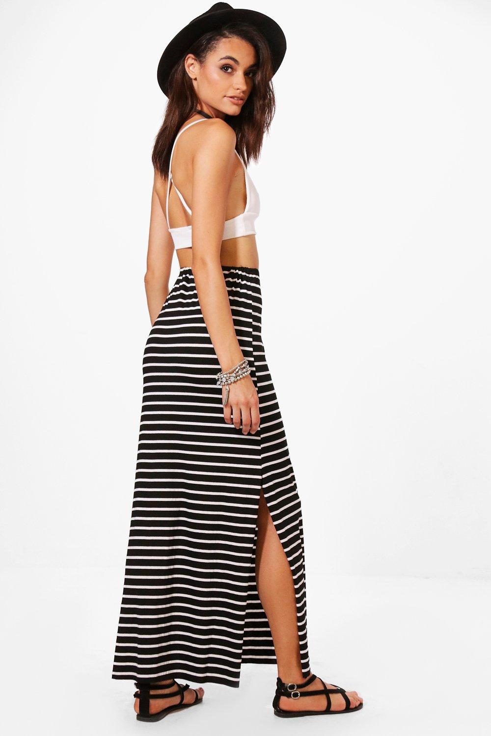 Lia Striped Jersey Maxi Skirt