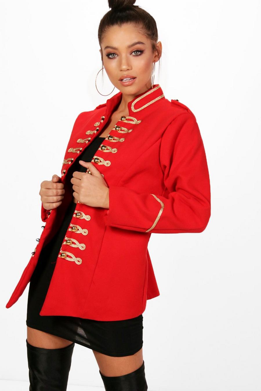 Red Military Style Jacket image number 1
