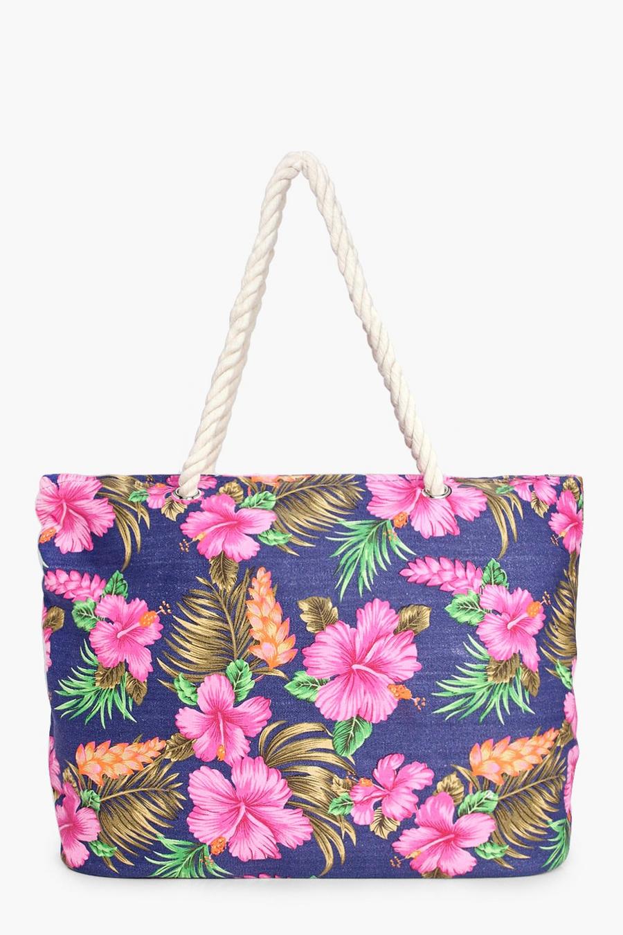 Blue Layla Tropical Flower Beach Bag image number 1