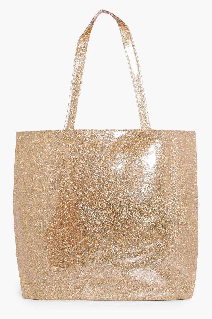 Gold metallic Maisie Jelly Glitter Beach Bag image number 1