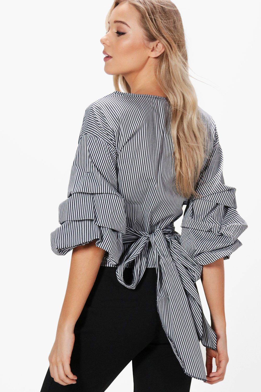 Ruffle sleeve wrap top online