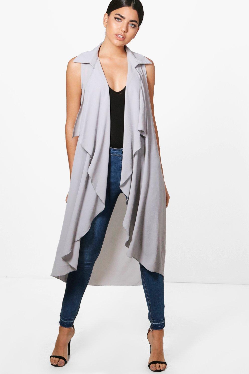 chiffon sleeveless duster