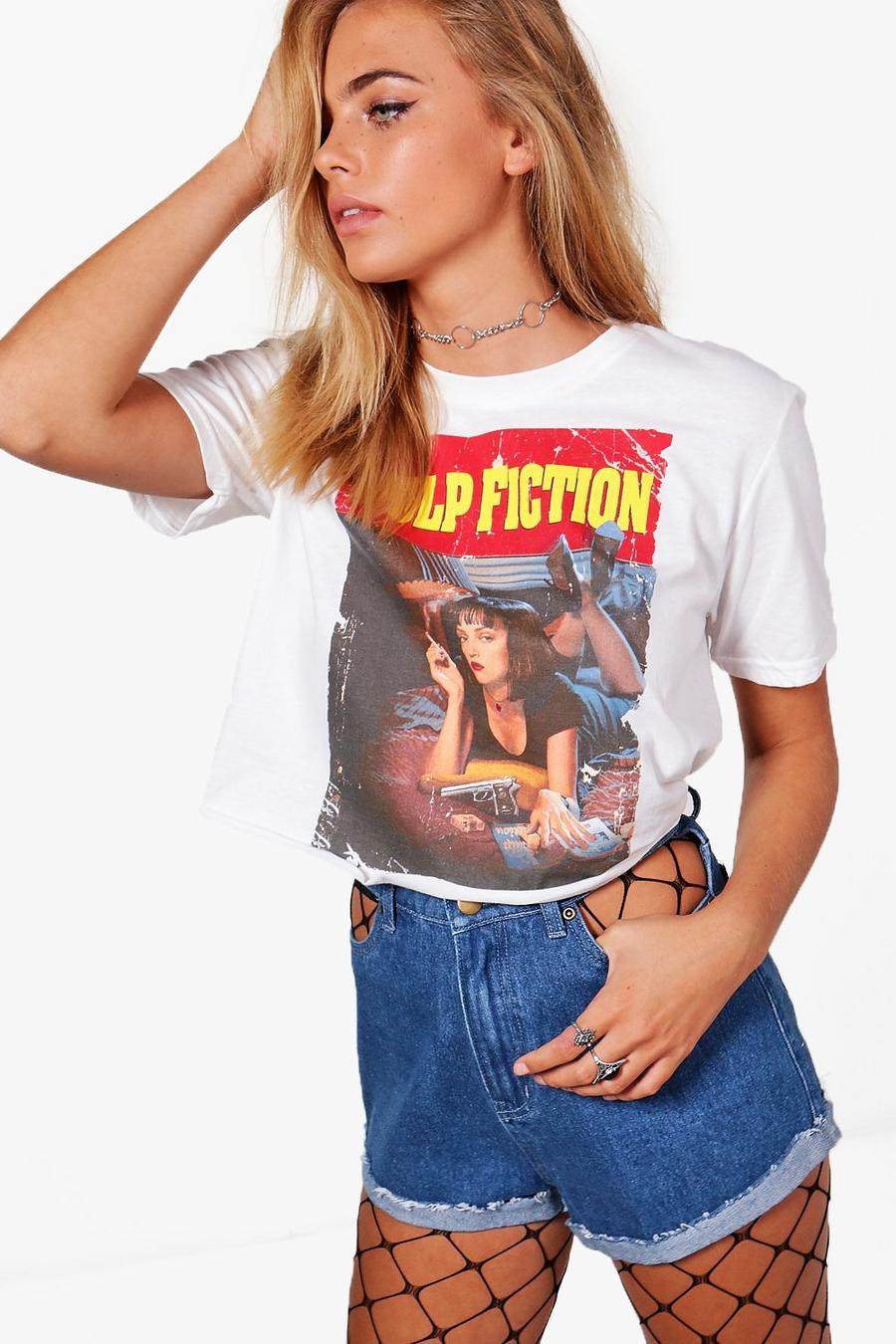 White Pulp Fiction Licence Crop Top image number 1