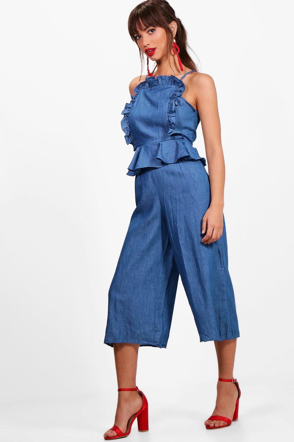 denim jumpsuit boohoo