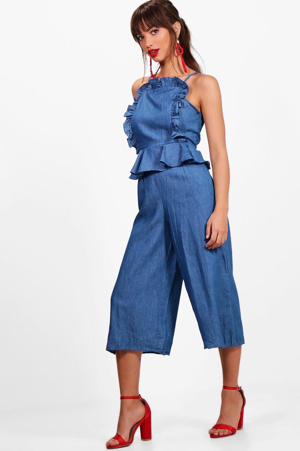 boohoo denim jumpsuit