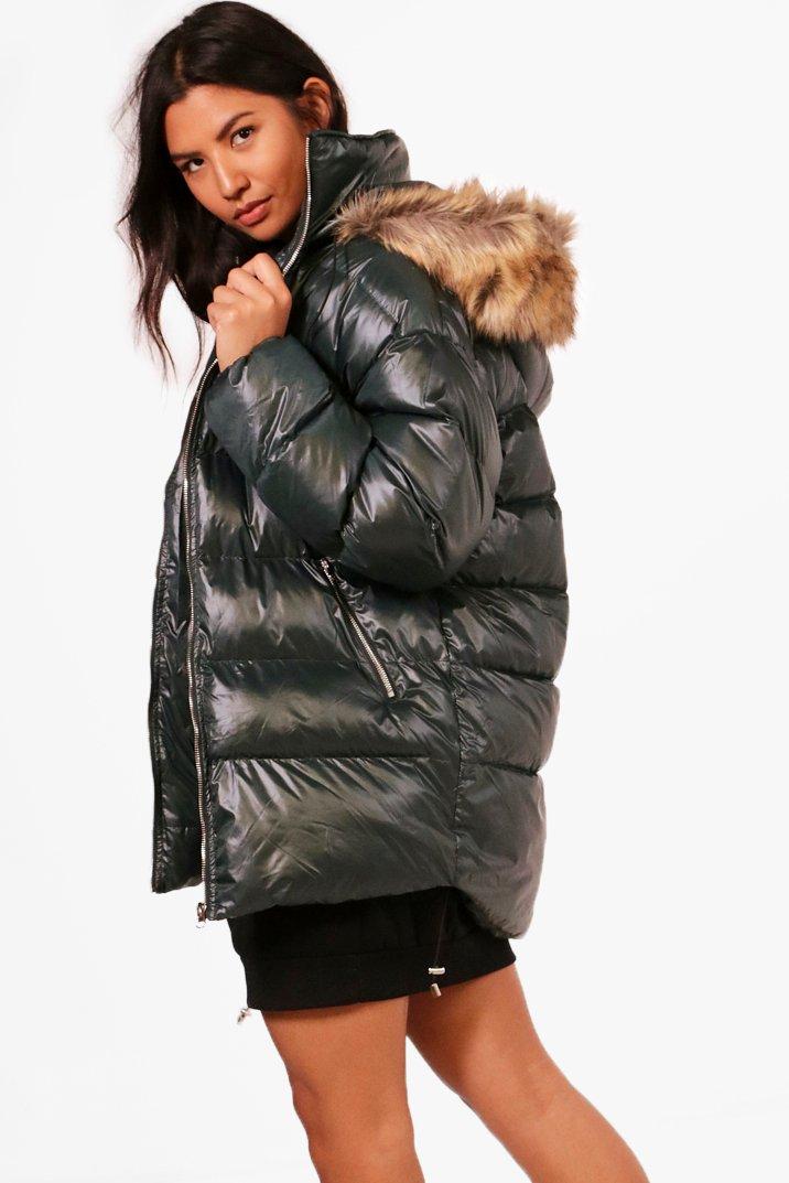 boohoo longline padded coat