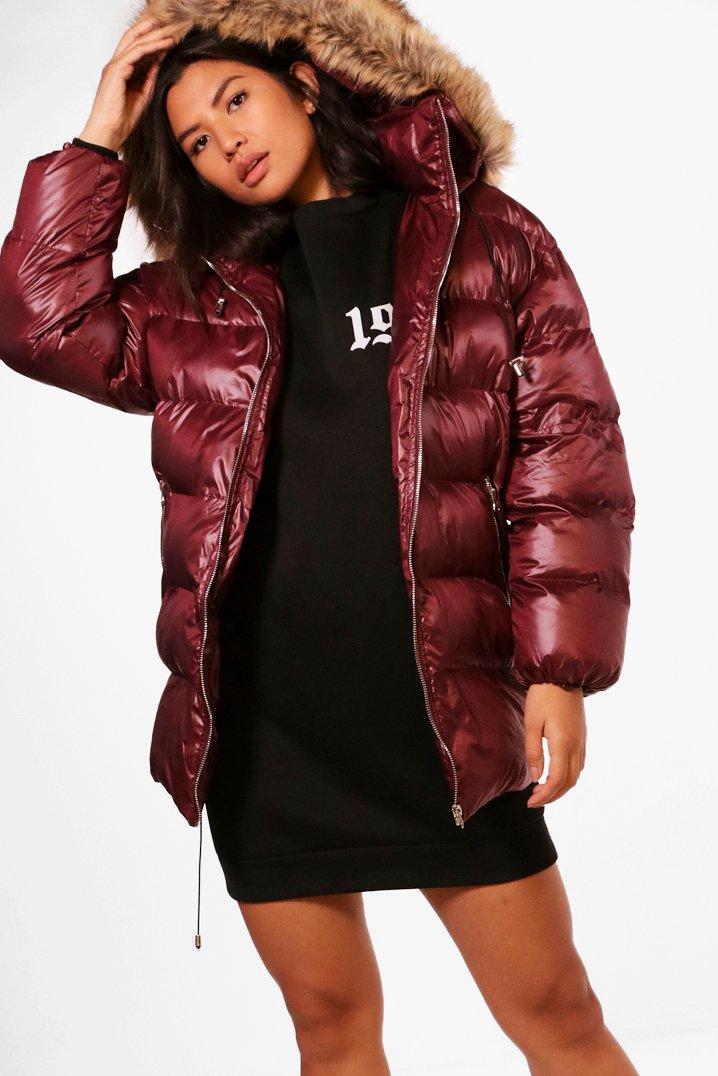 boohoo longline padded coat