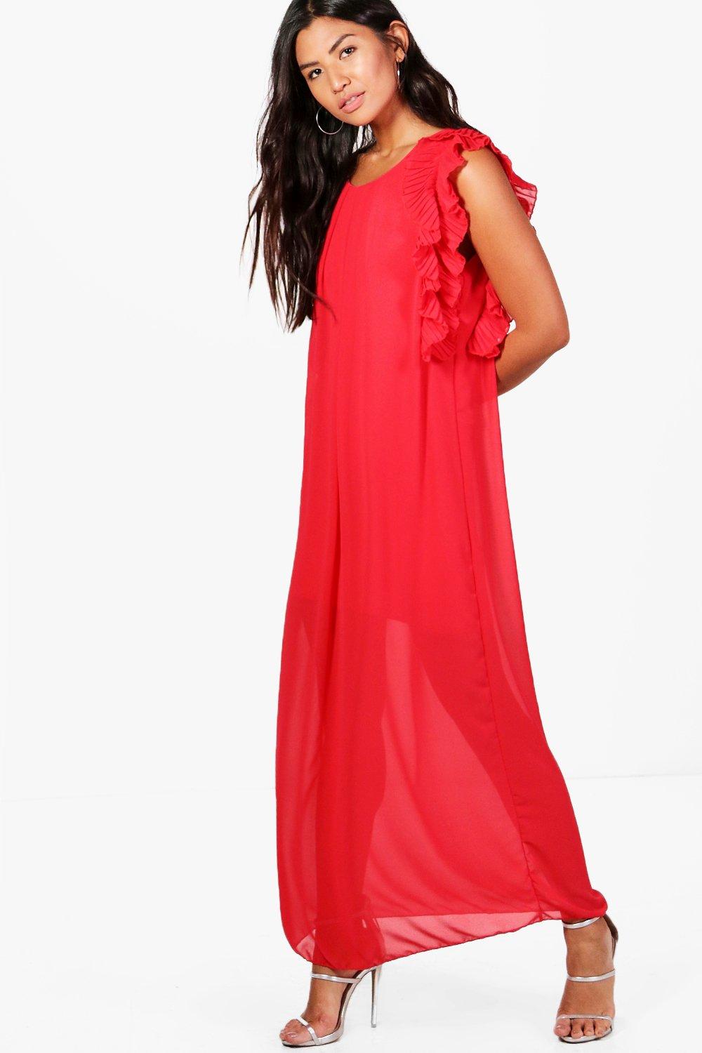 ruffle sleeve maxi dress