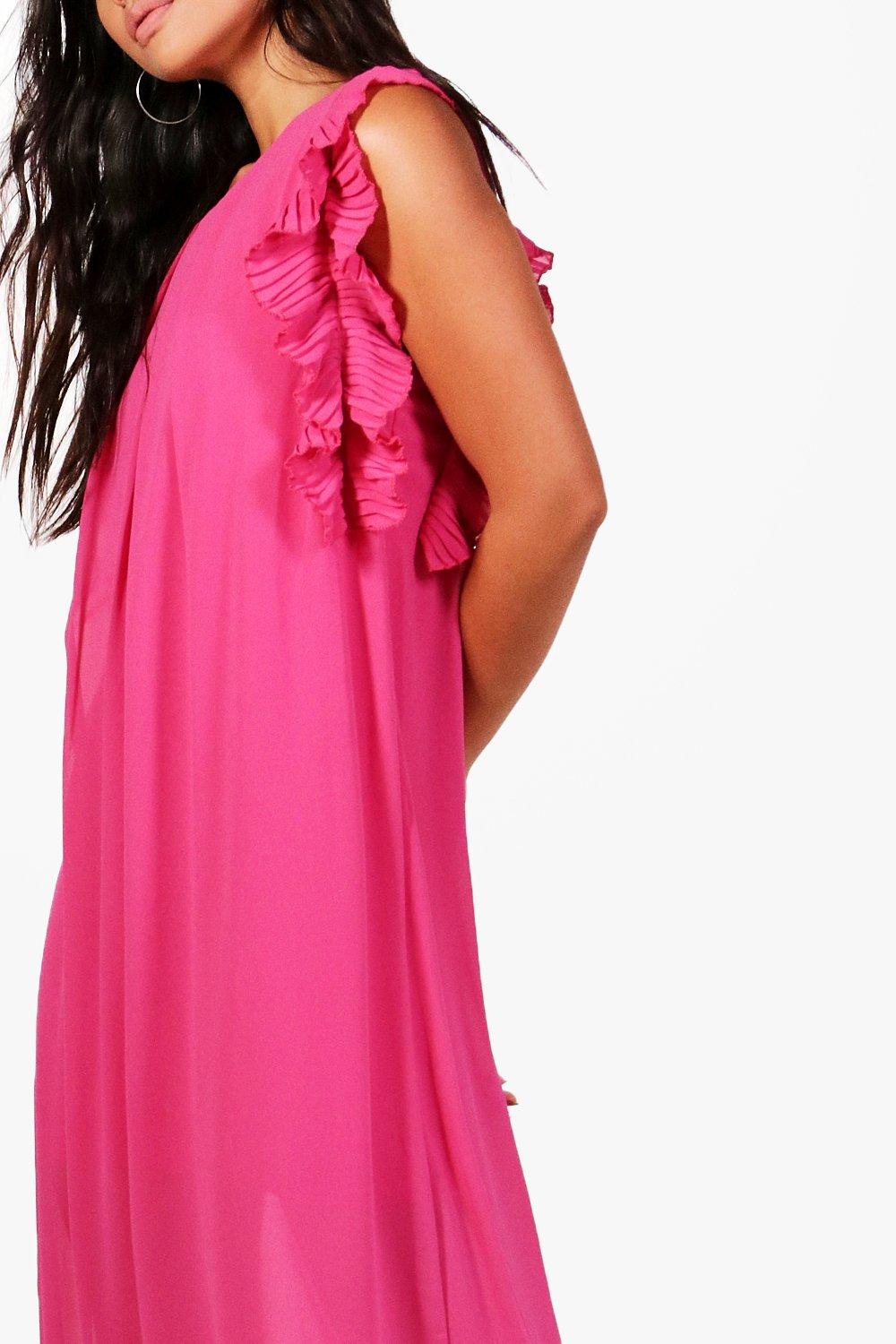 ruffle sleeve maxi dress