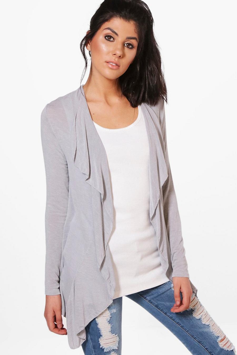 Light grey Alice Fine Knit Waterfall Cardigan image number 1
