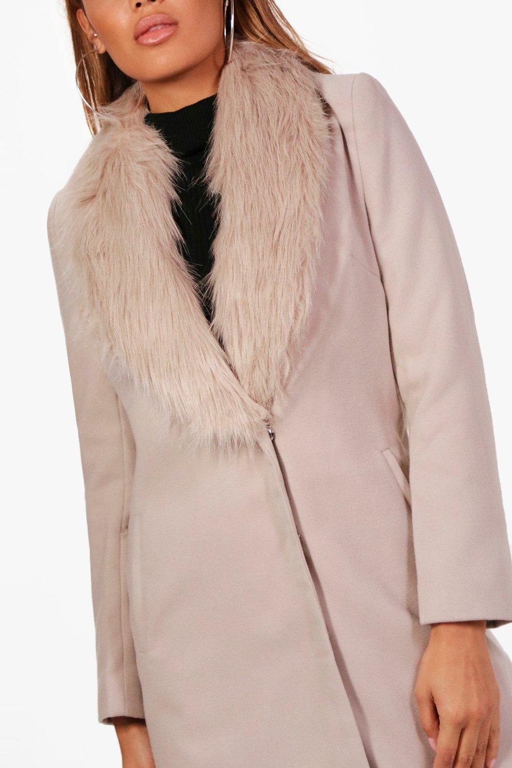 Maxi faux fur collar clearance wool coat