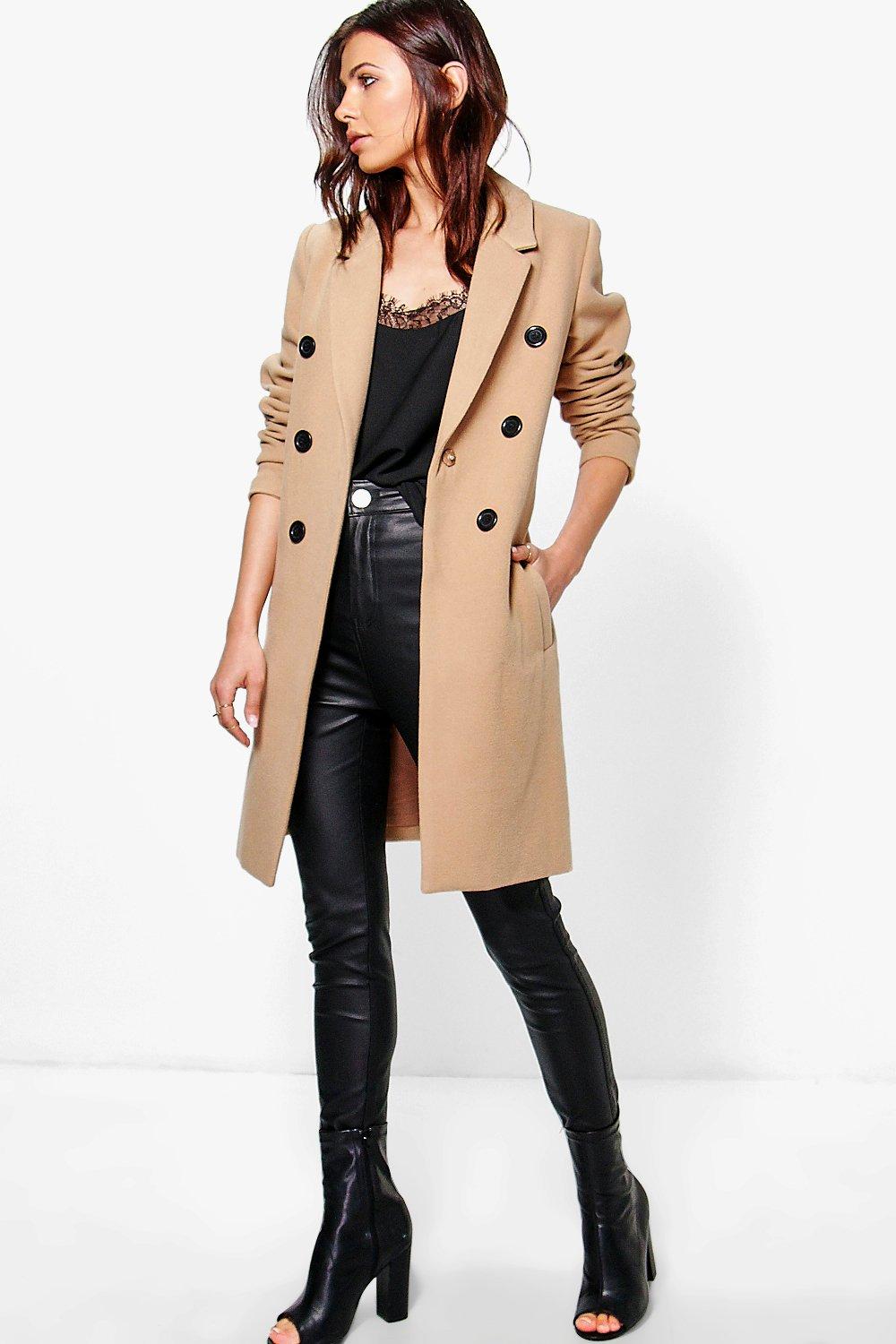 double breasted wool look coat