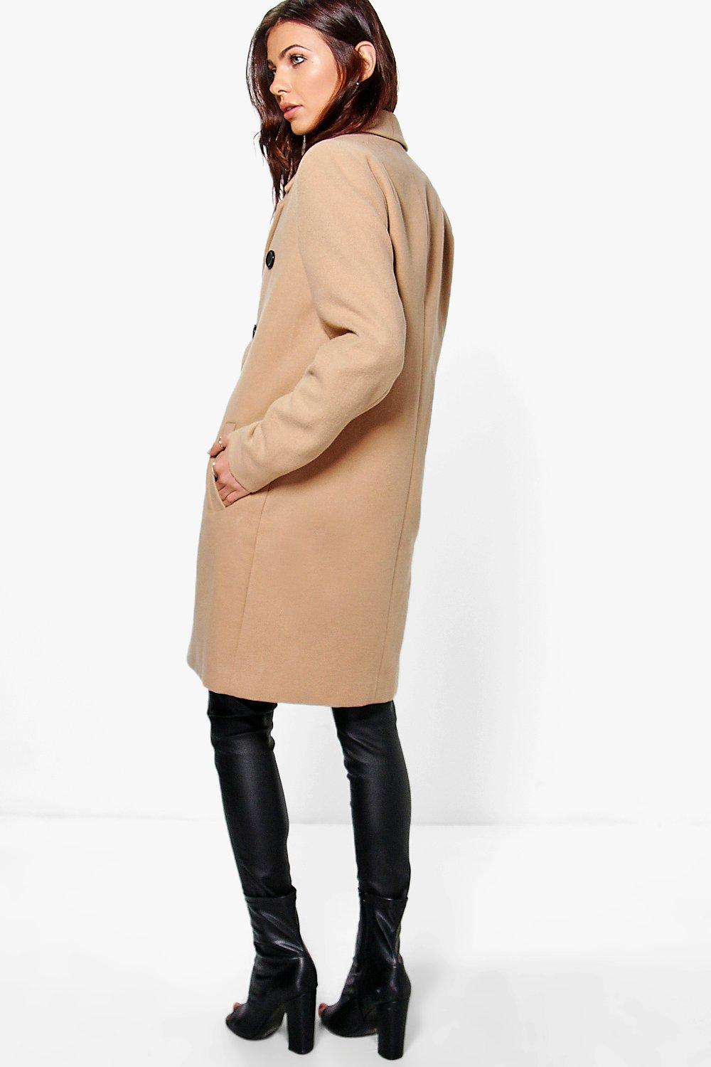 double breasted wool look coat