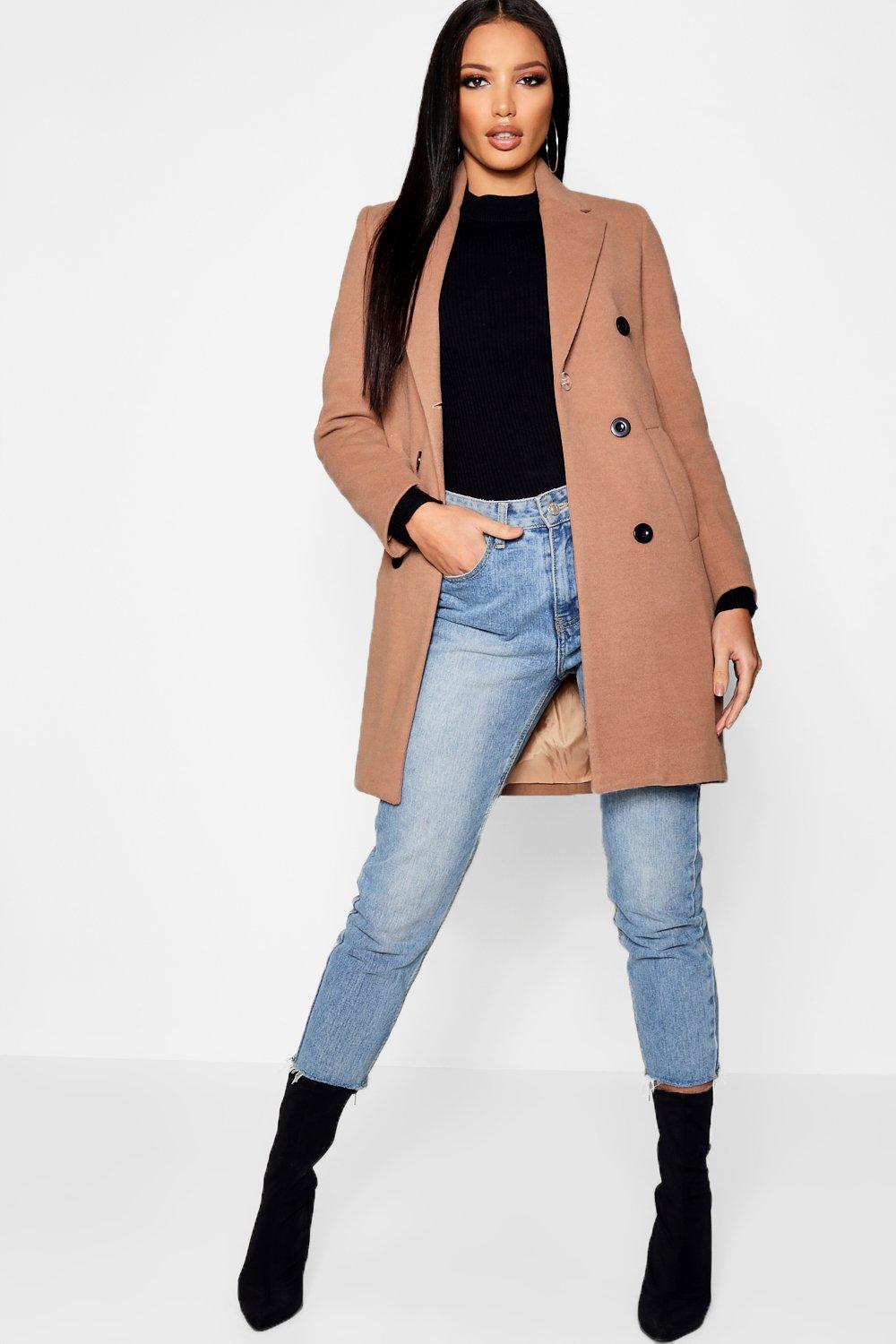 manteau laine camel