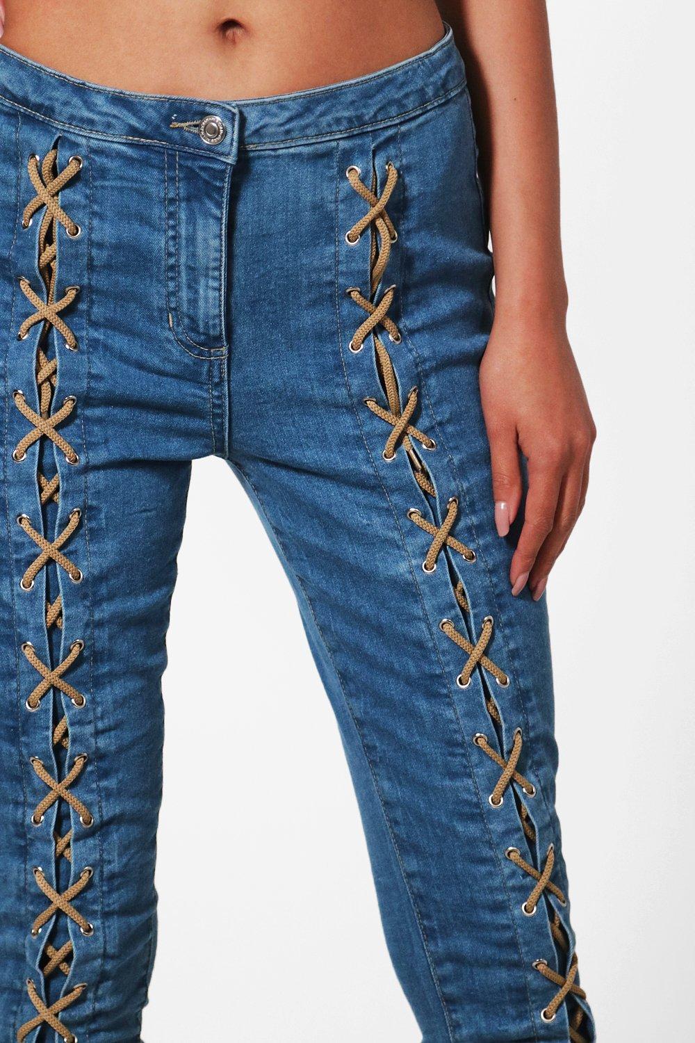 Lace Up Front Skinny Jeans