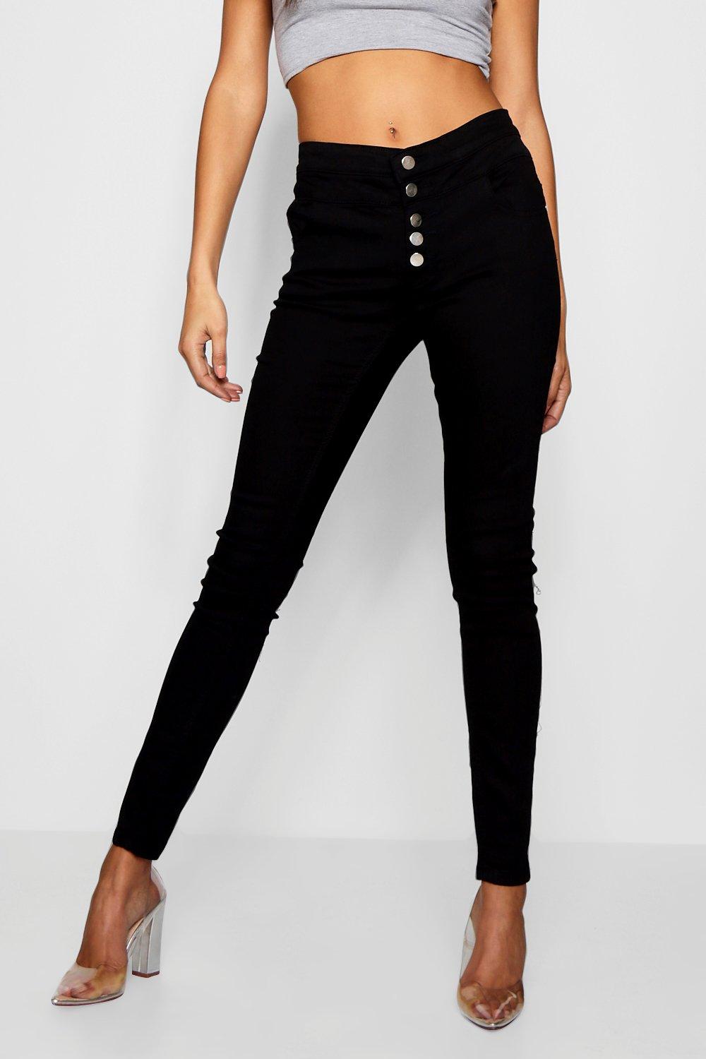 5 button black jeans