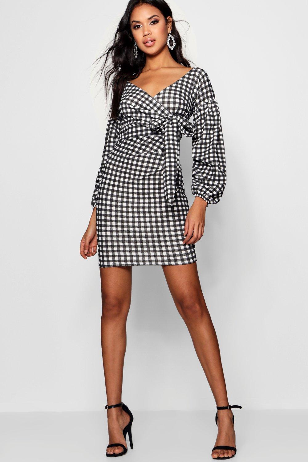 gingham dress boohoo