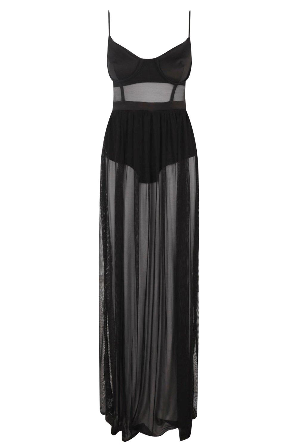 Trish Bustier Mesh Skirt Bodysuit Maxi Dress