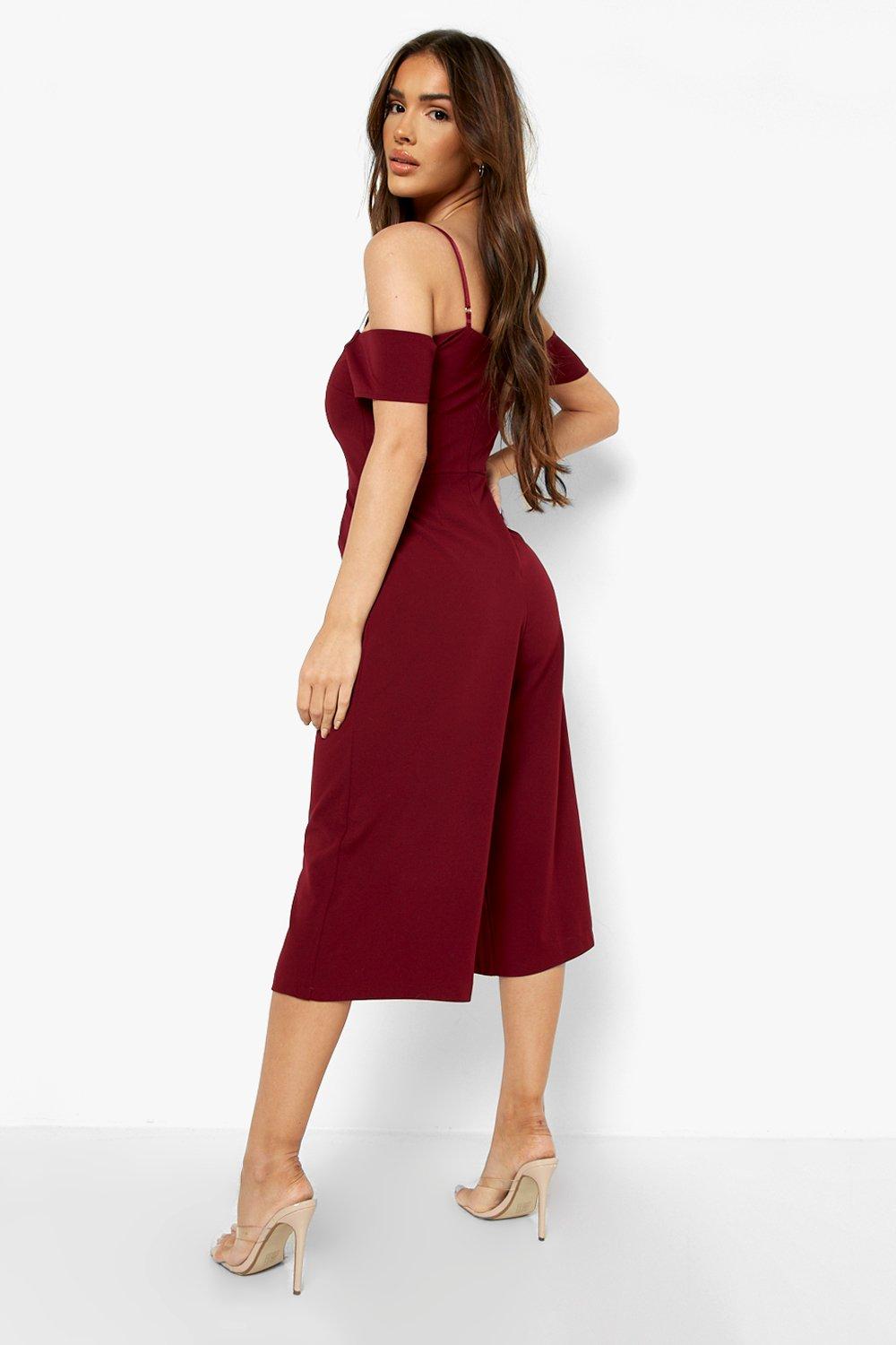 Off the cheap shoulder culotte jumpsuit